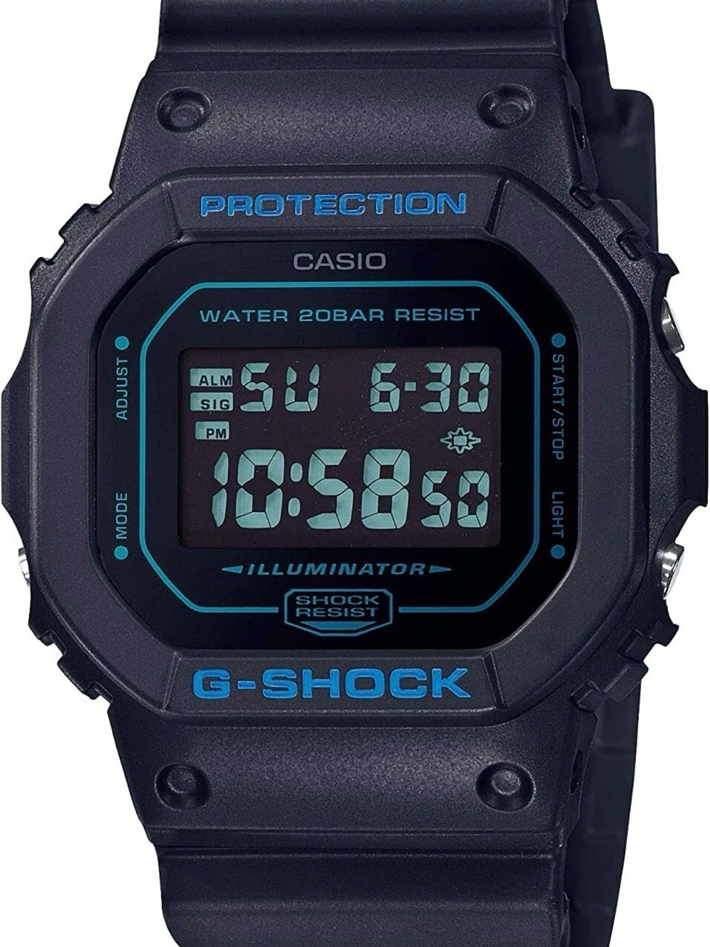 Casio G-Shock Black Digital Watch with Blue Accents Mens